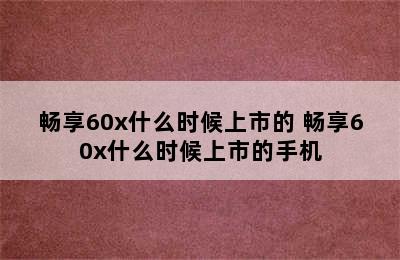 畅享60x什么时候上市的 畅享60x什么时候上市的手机